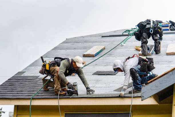 Professional Gutter Installation technician working in Hamburg, PA